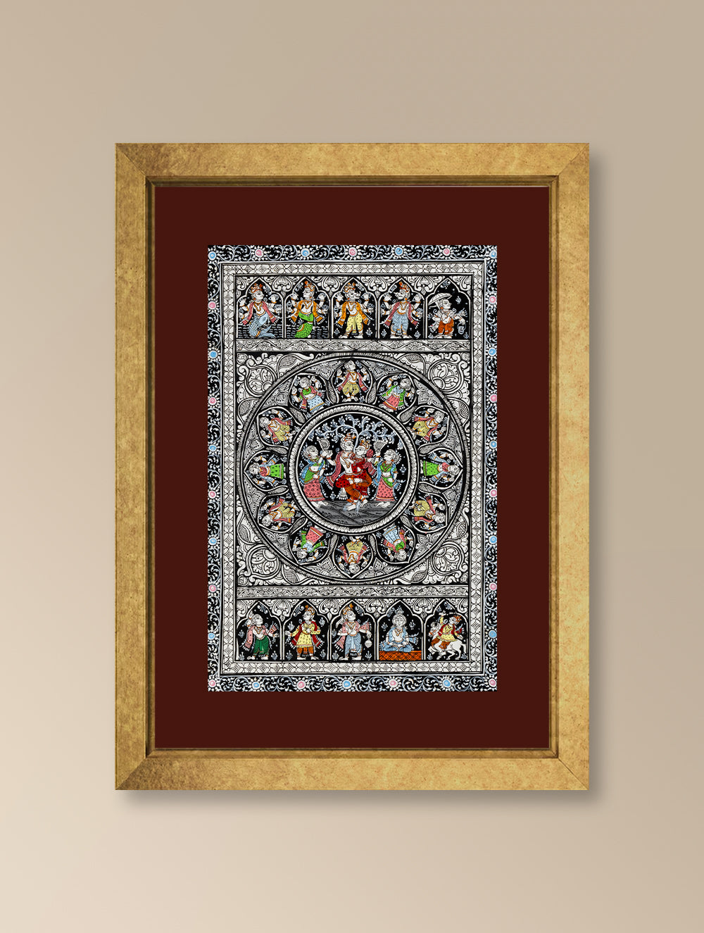 Handpainted Pattachitra Canvas Painting - Mythical Stories (Unframed Length - 13" x Width - 19")