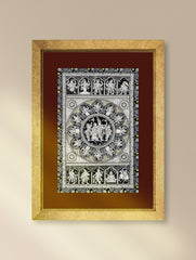 Handpainted Pattachitra Canvas Painting - Mythical Union (Unframed Length - 19" x Width - 13")