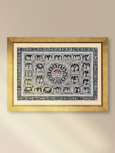 Handpainted Pattachitra Canvas Painting - Ramayana in Monochrome (Unframed Length - 13