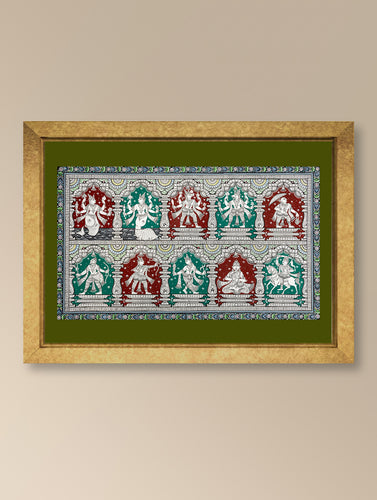 Handpainted Pattachitra Canvas Painting Large - Dashavataram (Unframed Length - 40