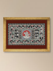 Handpainted Pattachitra Canvas Painting Large - Mythic Tales in Red (Unframed - 40" x Width - 24")