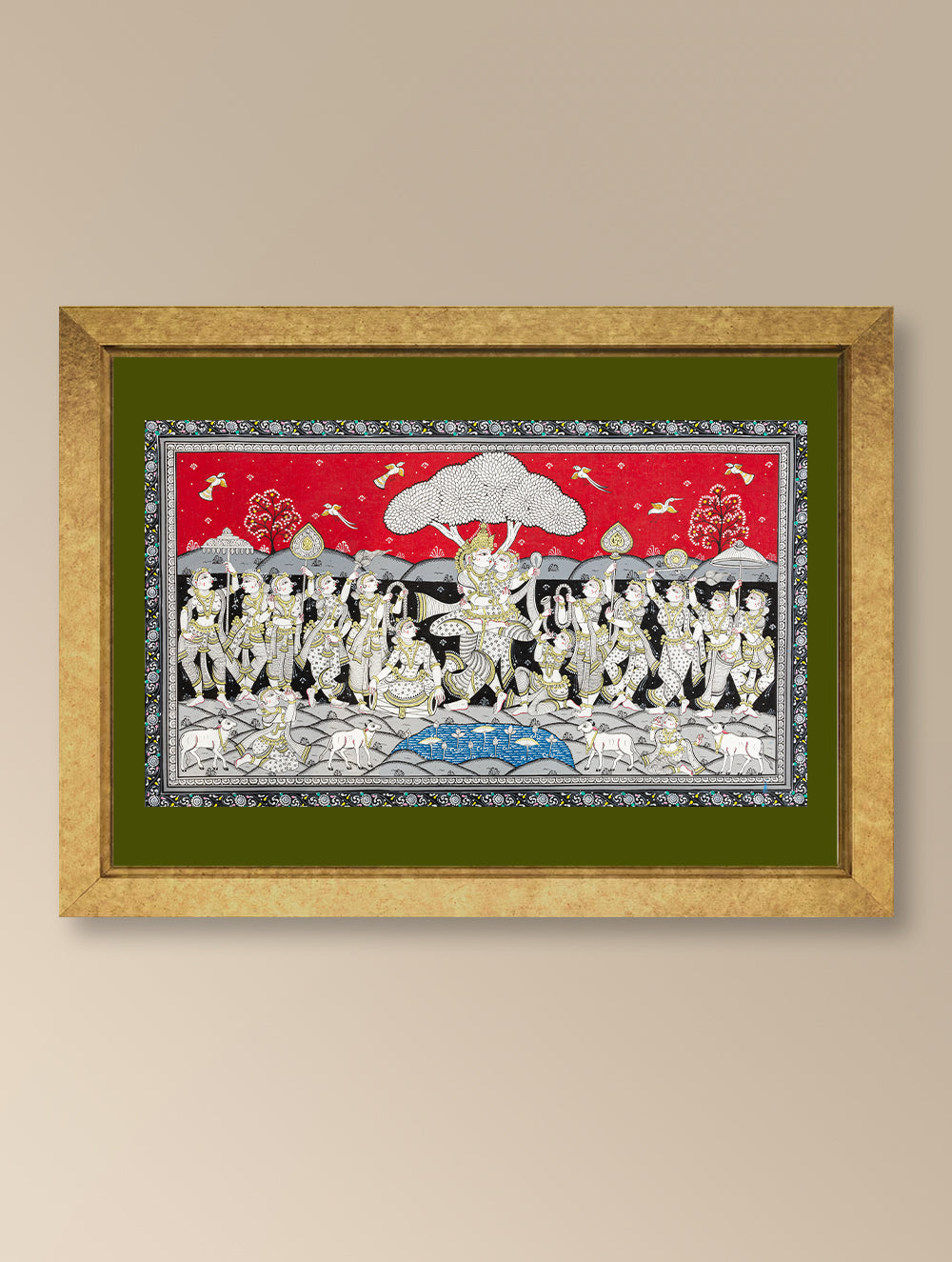 Load image into Gallery viewer, Handpainted Pattachitra Canvas Painting Large - RaasLeela (Unframed Length - 40&quot; x Width - 24&quot;)