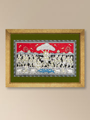 Handpainted Pattachitra Canvas Painting Large - RaasLeela (Unframed Length - 40" x Width - 24")
