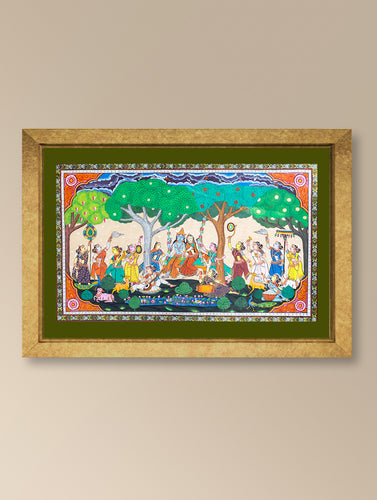Handpainted Pattachitra Canvas Painting Large - Raasrang (Unframed Length - 60