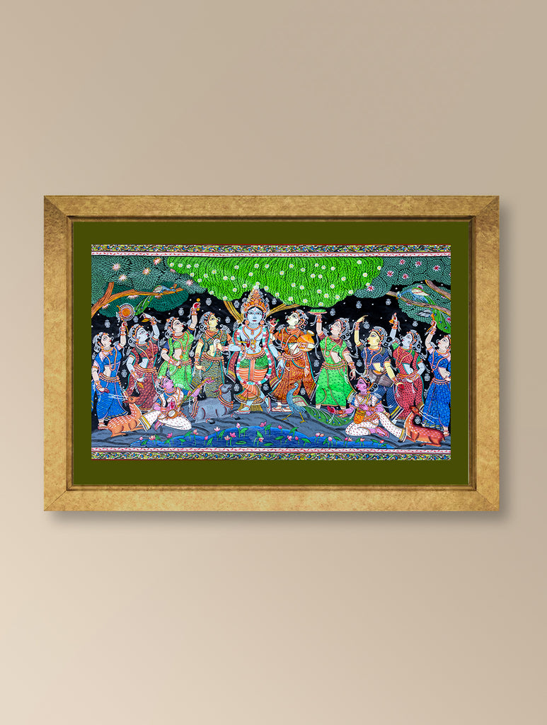 Handpainted Pattachitra Canvas Painting Large - VanRaas (Unframed Length - 40" x Width - 24")