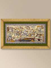 Handpainted Pattachitra Tussar Silk Painting Large - Forest Rhapsody (Unframed Length - 40" x Width - 18")