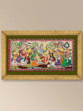 Load image into Gallery viewer, Handpainted Pattachitra Tussar Silk Painting Large - Vaidehi Kalyanam (Unframed Length - 40&quot; x Width - 18&quot;)