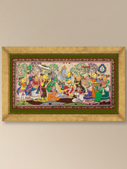 Handpainted Pattachitra Tussar Silk Painting Large - Vaidehi Kalyanam (Unframed Length - 40" x Width - 18")