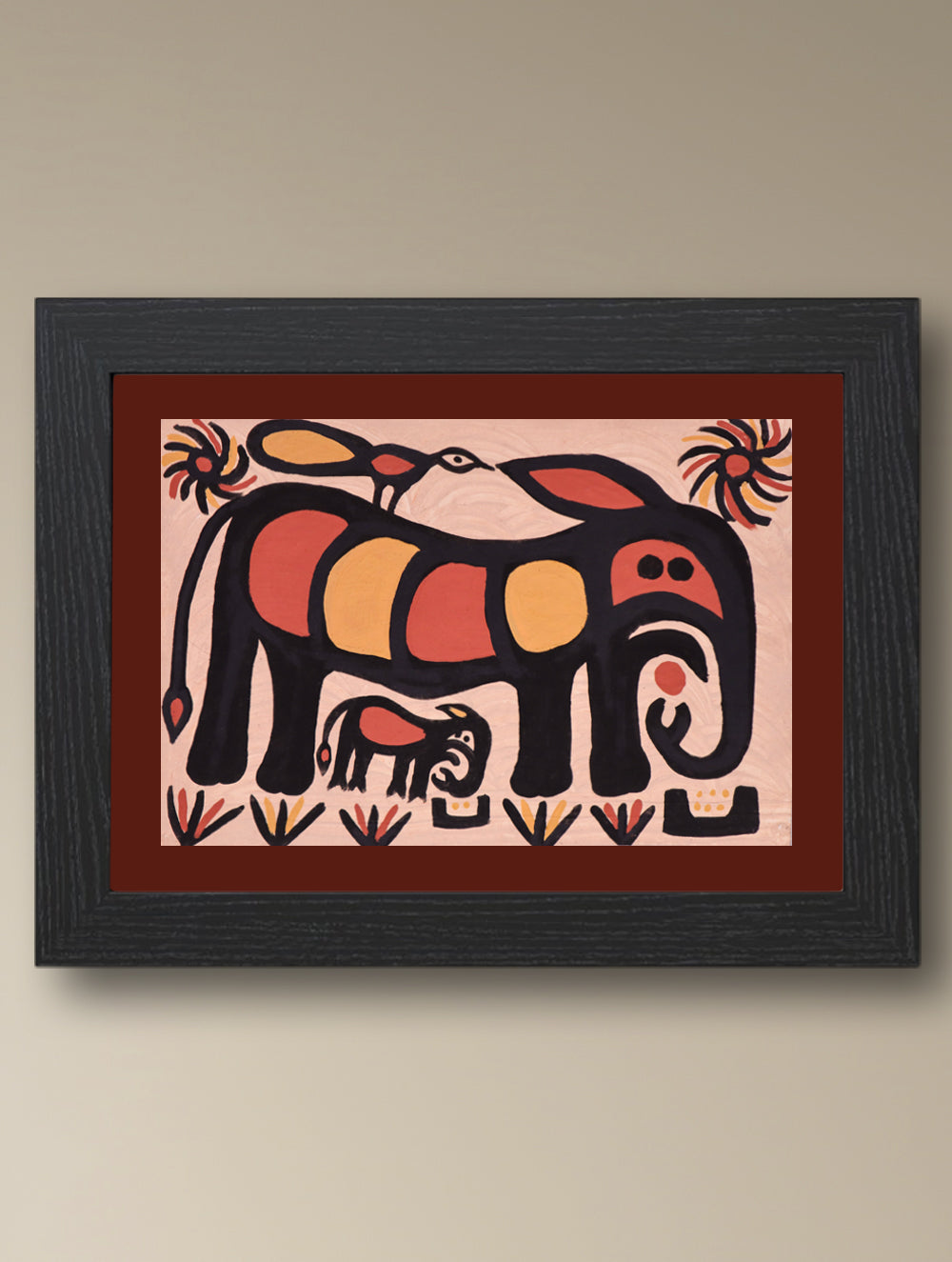 Handpainted Sohrai Painting - Gaja Vansh (Unframed, Different Sizes available)
