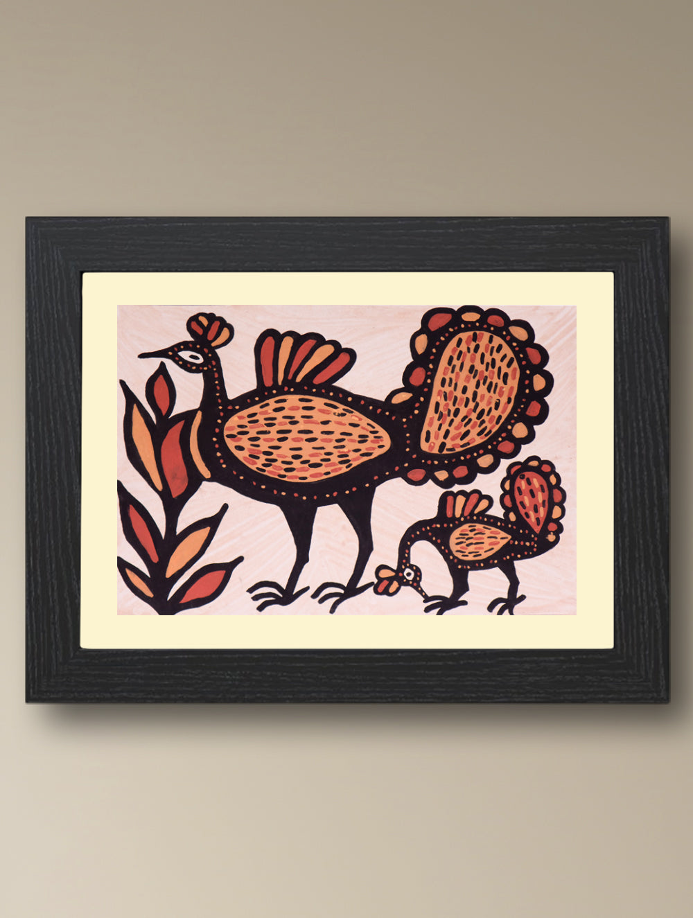 Handpainted Sohrai Painting - Nav Mayur (Unframed, Different Sizes available)