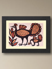 Handpainted Sohrai Painting - Nav Mayur (Unframed, Different Sizes available)