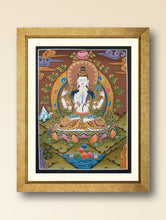 Load image into Gallery viewer, Handpainted Thangka Painting - Chenrezig (Unframed Height - 12&quot; x Width - 9&quot;)