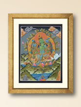 Load image into Gallery viewer, Handpainted Thangka Painting - Green Tara (Unframed Height - 12&quot; x Width - 9&quot;)