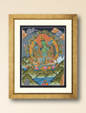 Handpainted Thangka Painting - Green Tara (Unframed Height - 12