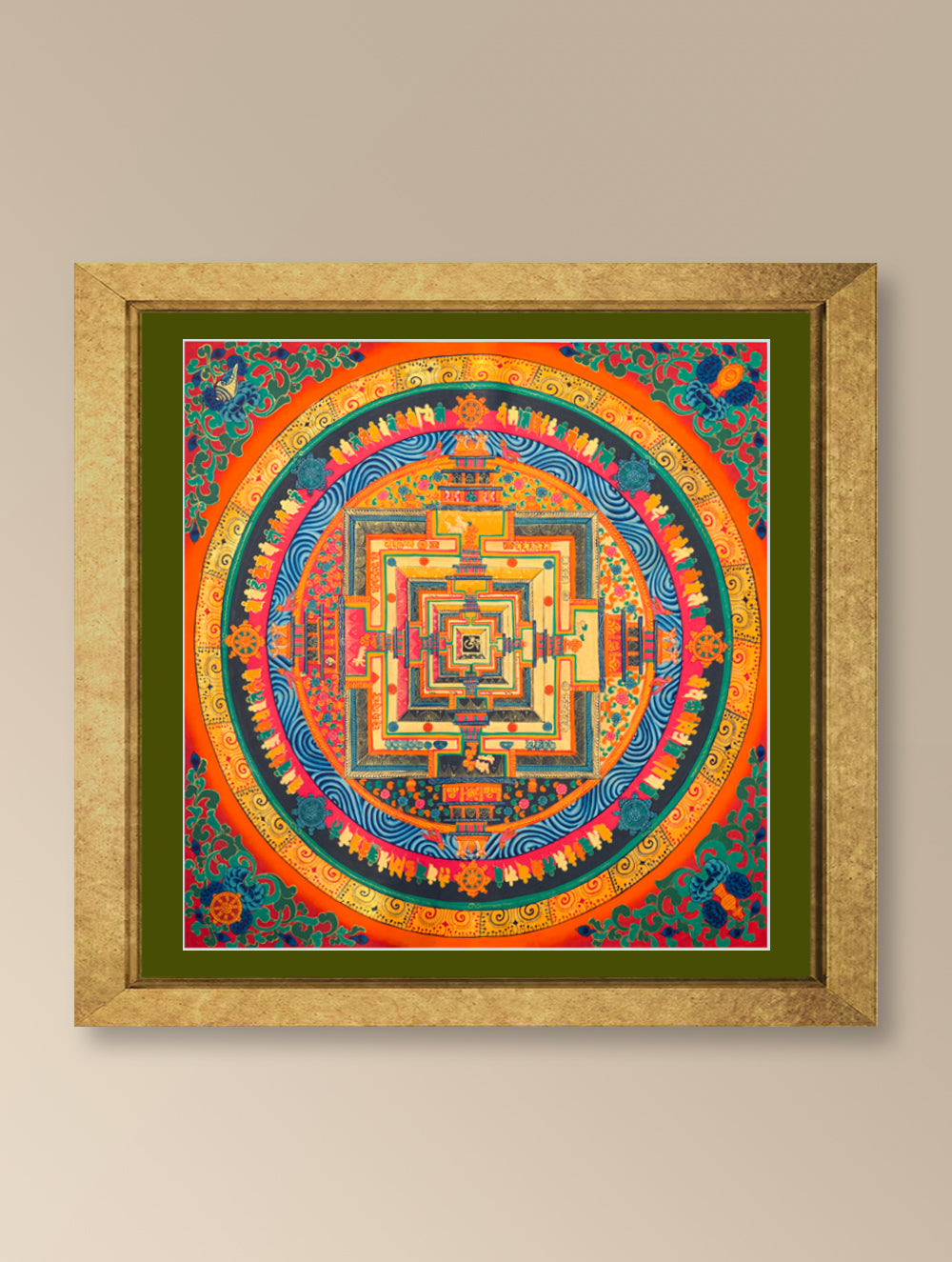 Load image into Gallery viewer, Handpainted Thangka Painting - Kalachakra Mandala (Unframed Height - 19&quot; x Width - 19&quot;)