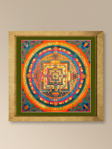 Handpainted Thangka Painting - Kalachakra Mandala (Unframed Height - 19