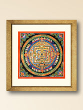 Load image into Gallery viewer, Handpainted Thangka Painting - Kalachakra Mandala, Black (Unframed Height - 11&quot; x Width - 11&quot;)