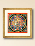 Handpainted Thangka Painting - Kalachakra Mandala, Black (Unframed Height - 11