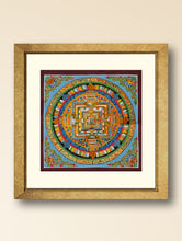 Load image into Gallery viewer, Handpainted Thangka Painting - Kalachakra Mandala, Blue (Unframed Height - 11&quot; x Width - 11&quot;)