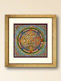 Handpainted Thangka Painting - Kalachakra Mandala, Blue (Unframed Height - 11