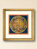 Handpainted Thangka Painting - Kalachakra Mandala, Deep Blue (Unframed Height - 11