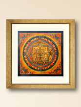 Load image into Gallery viewer, Handpainted Thangka Painting - Kalachakra Mandala, Orange (Unframed Height - 11&quot; x Width - 11&quot;)