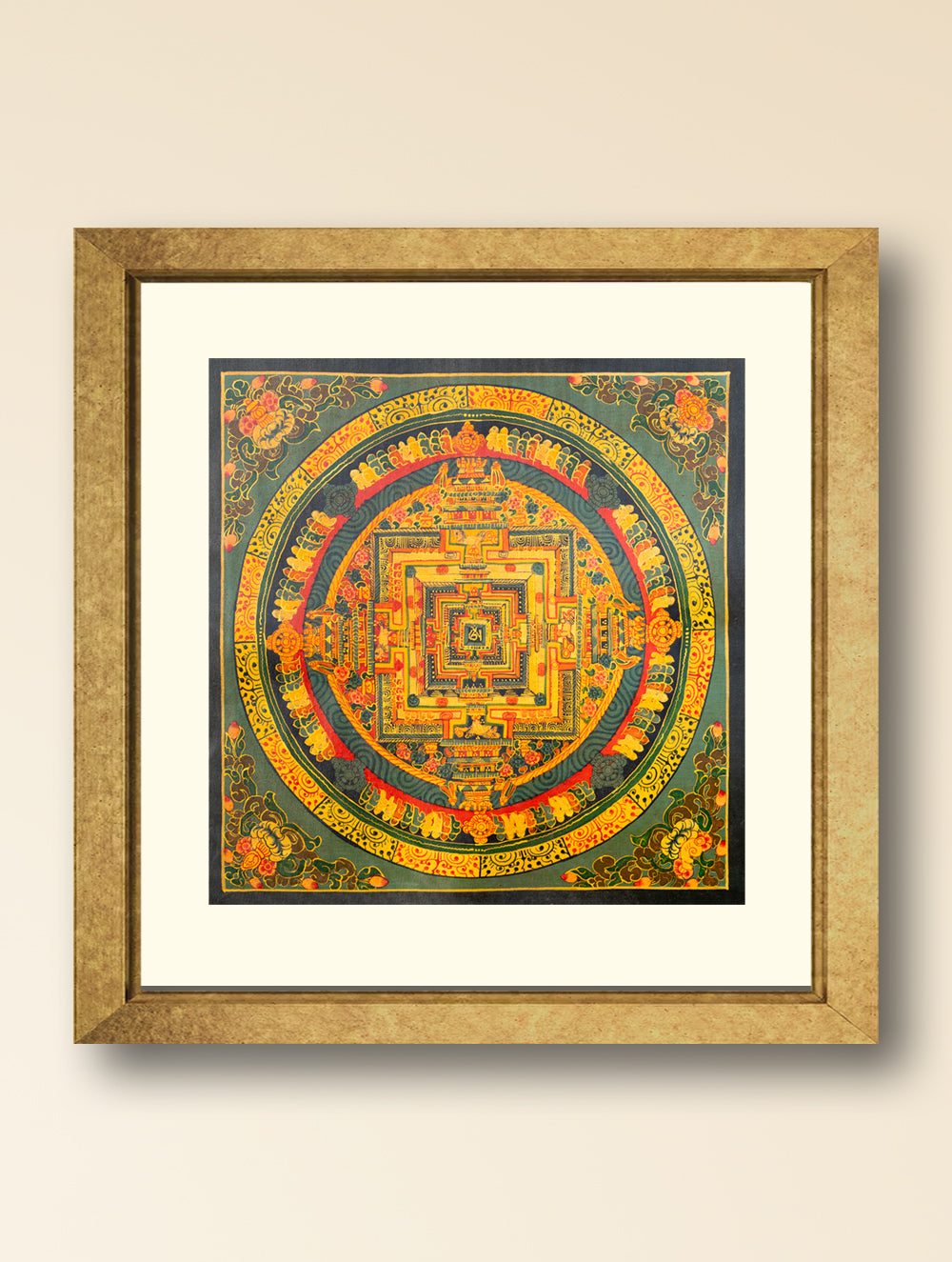 Load image into Gallery viewer, Handpainted Thangka Painting - Kalachakra Mandala, Sea Blue (Unframed Height - 11&quot; x Width - 11&quot;)