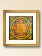 Load image into Gallery viewer, Handpainted Thangka Painting - Kalachakra Mandala, Sea Blue (Unframed Height - 11&quot; x Width - 11&quot;)