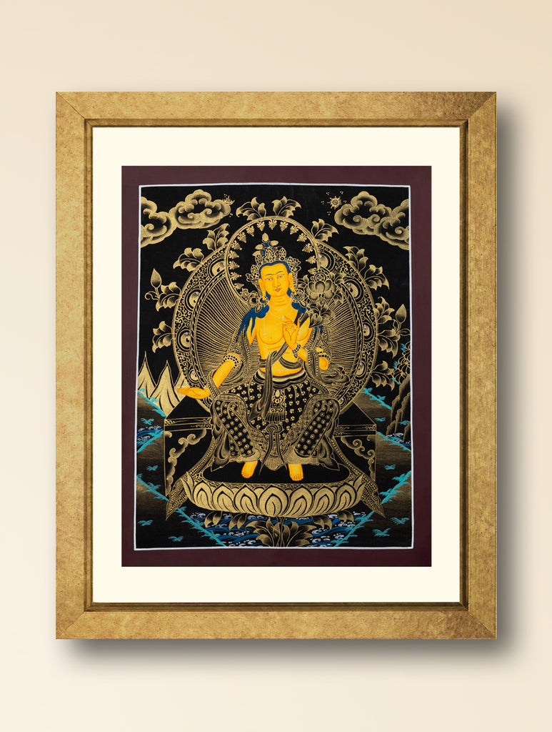 Handpainted Thangka Painting - Maitreya Buddha (Unframed Height - 12" x Width - 9")