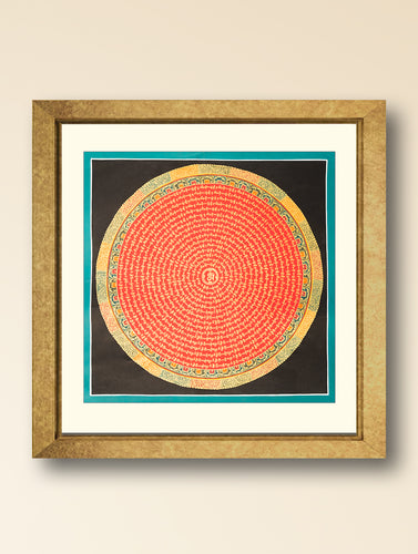 Handpainted Thangka Painting - Mantra Mandala, Kesar (Unframed Height - 19