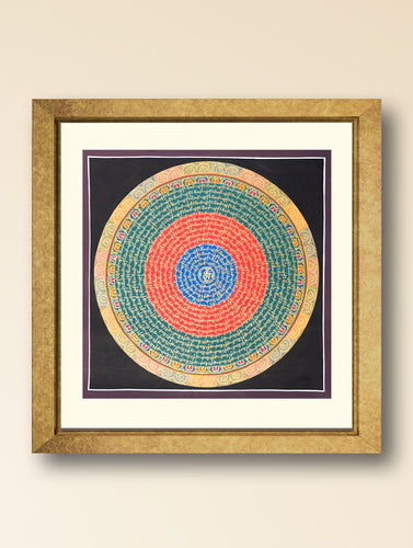 Handpainted Thangka Painting - The Mantra Mandala (Unframed Height - 19