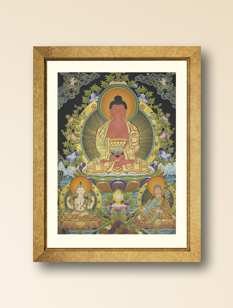 Handpainted Thangka Painting Large - Amitabha Buddha (Unframed Height - 39" x Width - 29")
