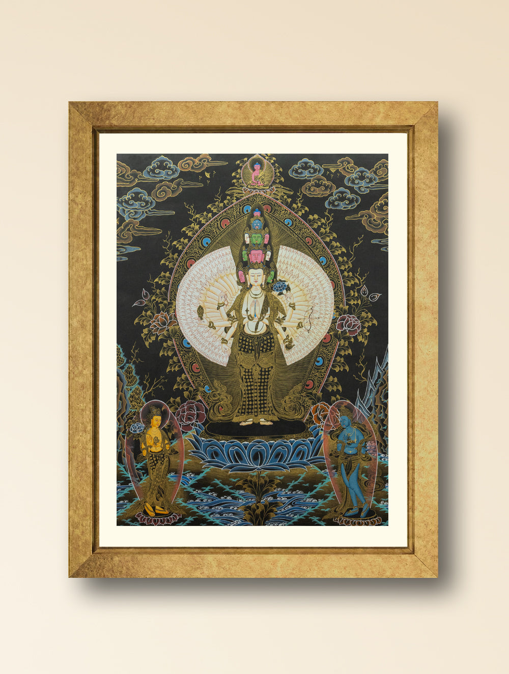 Load image into Gallery viewer, Handpainted Thangka Painting Large - Avalokitesvara (Unframed Height - 24&quot; x Width - 18&quot;)