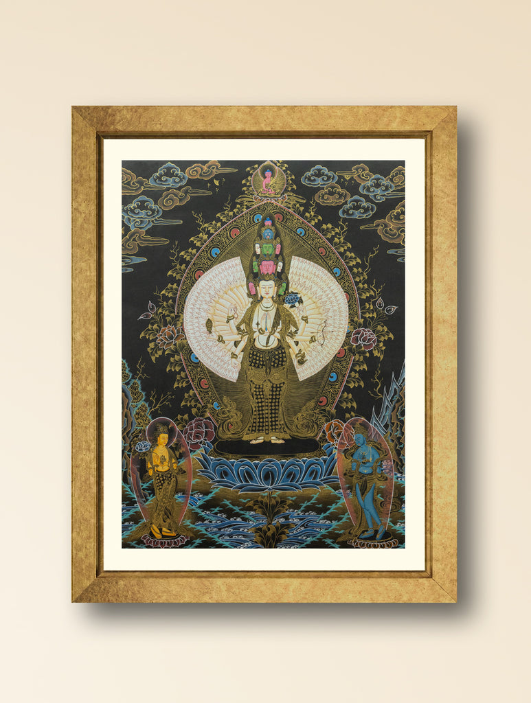 Handpainted Thangka Painting Large - Avalokitesvara (Unframed Height - 24" x Width - 18")