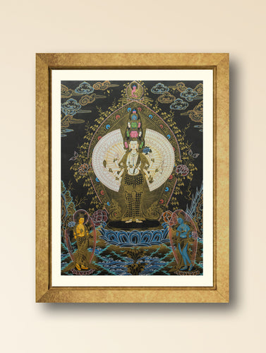 Handpainted Thangka Painting Large - Avalokitesvara (Unframed Height - 24
