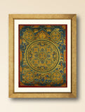 Handpainted Thangka Painting Large - Buddha Mandala, Blue & Gold (Unframed Height - 34
