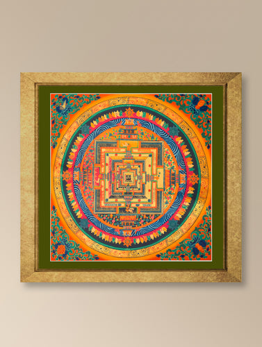 Handpainted Thangka Painting Large - The Kalachakra Mandala (Unframed Height - 19