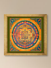 Handpainted Thangka Painting Large - The Kalachakra Mandala (Unframed Height - 19" x Width - 19")