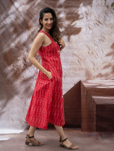 Load image into Gallery viewer, Handwoven Ikat Button Down Dress - Scarlet Strokes