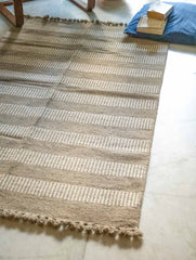 Handwoven Jawaja Rug - Beige Panels (6ft x 4ft)