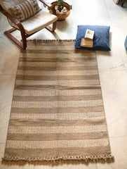 Handwoven Jawaja Rug - Beige Panels (6ft x 4ft)