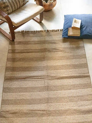 Handwoven Jawaja Rug - Beige Panels (6ft x 4ft)