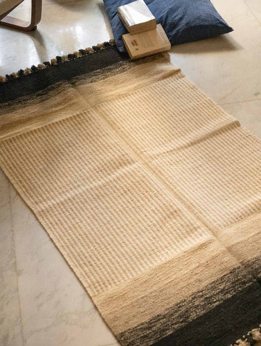 Handwoven Jawaja Rug - Cream Stripes (5ft x 3ft)