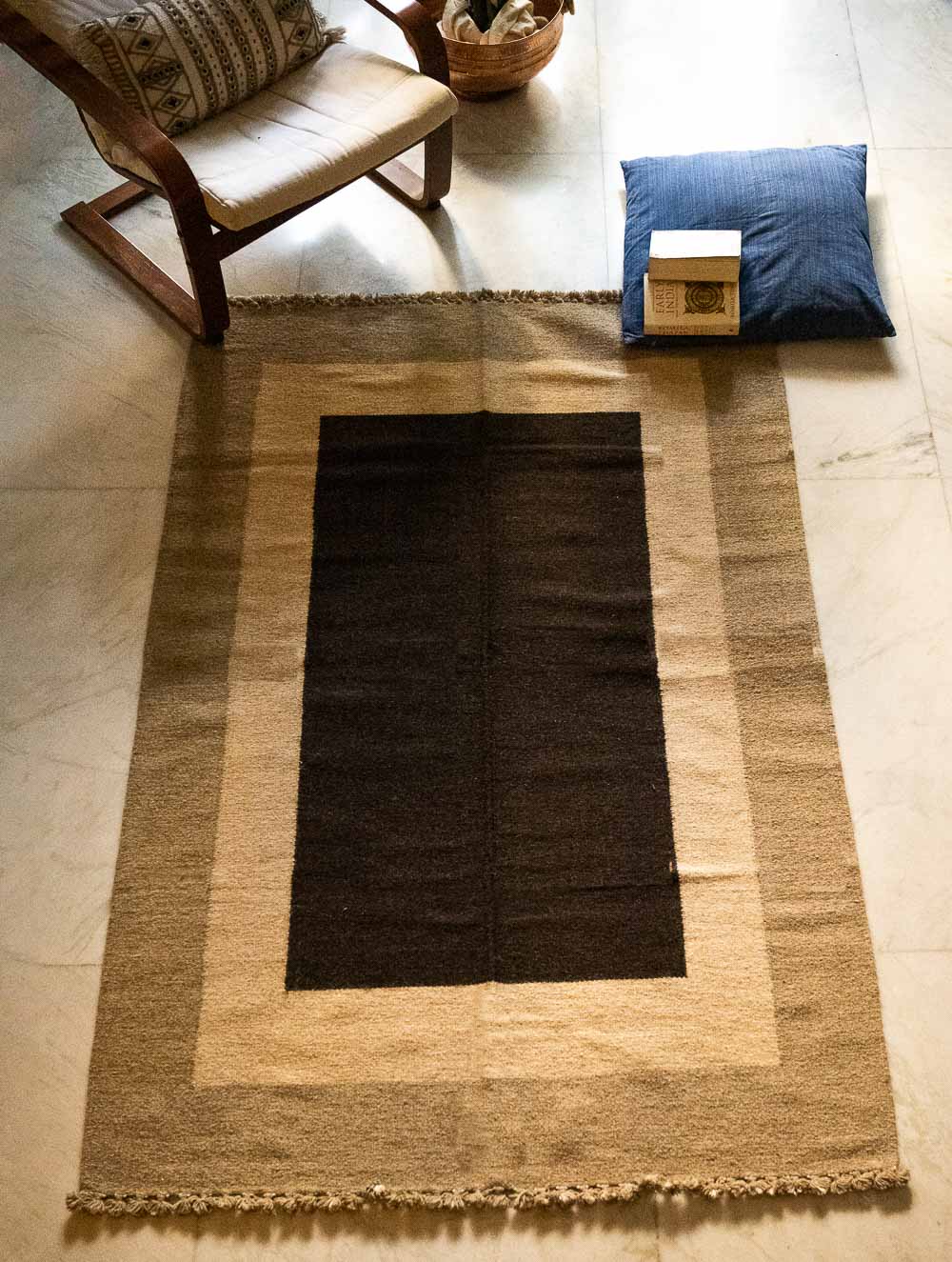 Handwoven Jawaja Rug - Shades of Brown (6ft x 4ft)
