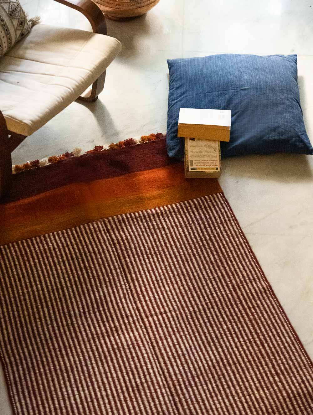 Handwoven Jawaja Rug - Warm Tones (5ft x 3ft)