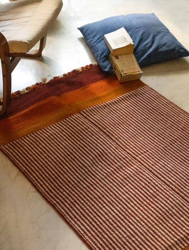 Handwoven Jawaja Rug - Warm Tones (5ft x 3ft)