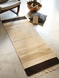 Handwoven Jawaja Slim Rug - Cream Lines (5ft x 2ft)
