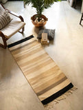 Handwoven Jawaja Slim Rug - Cream Panels (5ft x 2ft)