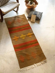 Handwoven Jawaja Slim Rug - Warm Patterns (5ft x 2ft)