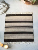 Handwoven Jawaja Small Rug - Black Lines (2ft x 2ft)